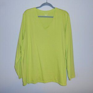 Lands' End Supima cotton V neck long sleeve T shirt top 2X